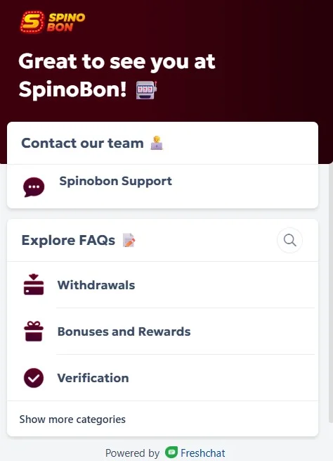 Spinobon Casino support